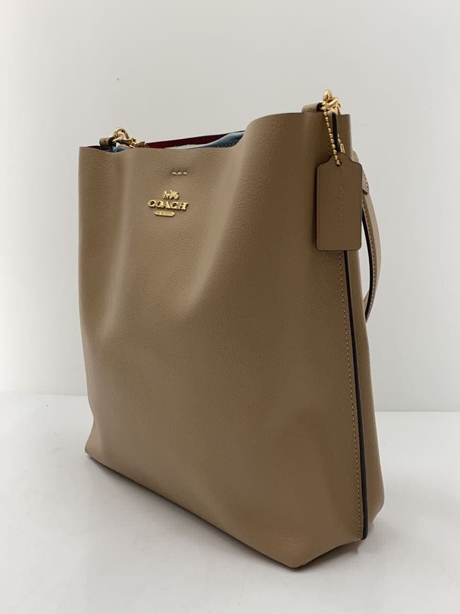 COACH Mory Bucket Bag 2-way Handbag Shoulder Bag Leather Beige CA214 4