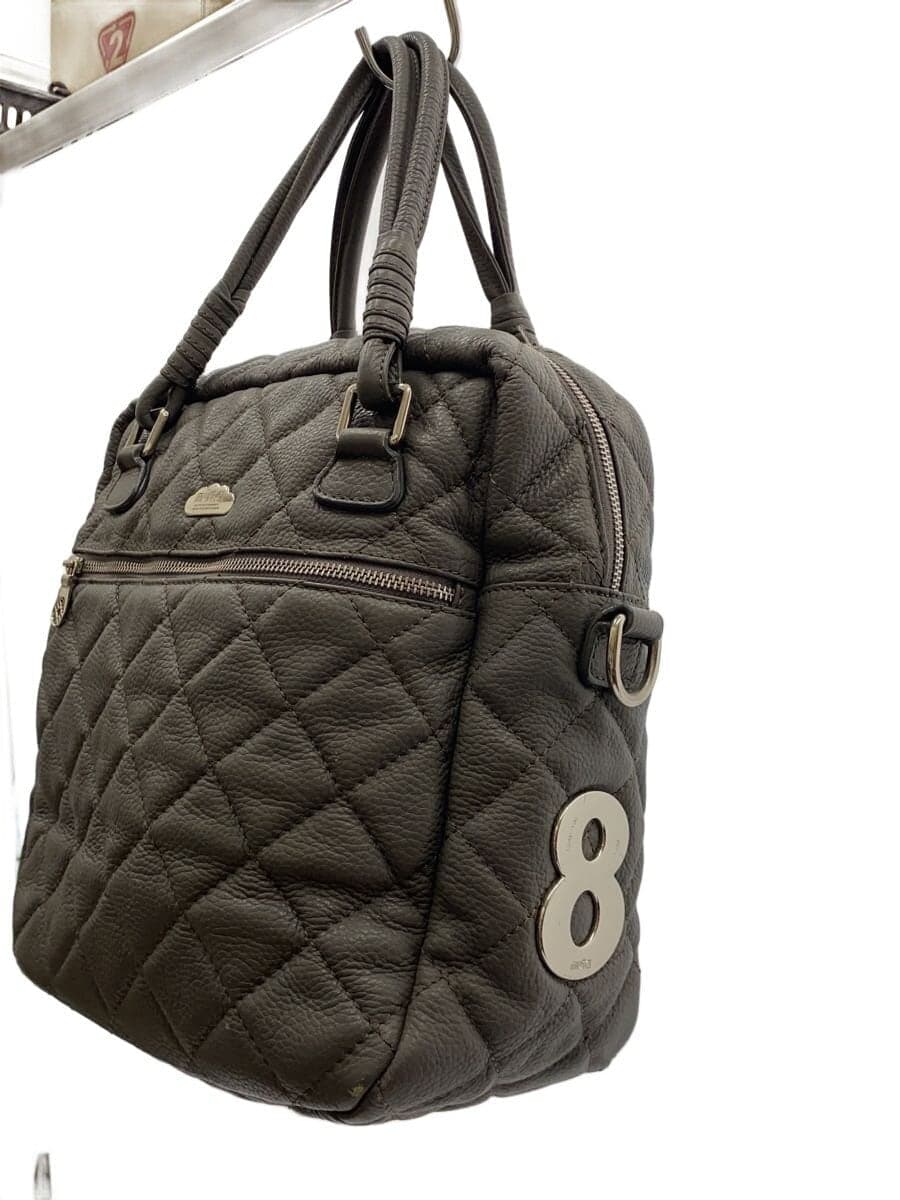 Muta quilting tote bag leather GRY corner wear 2