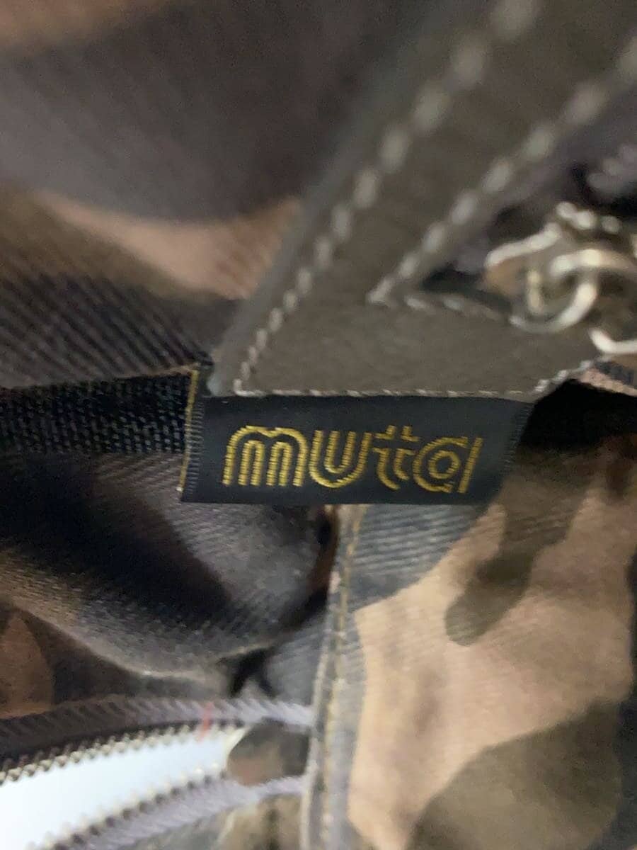 Muta quilting tote bag leather GRY corner wear 5