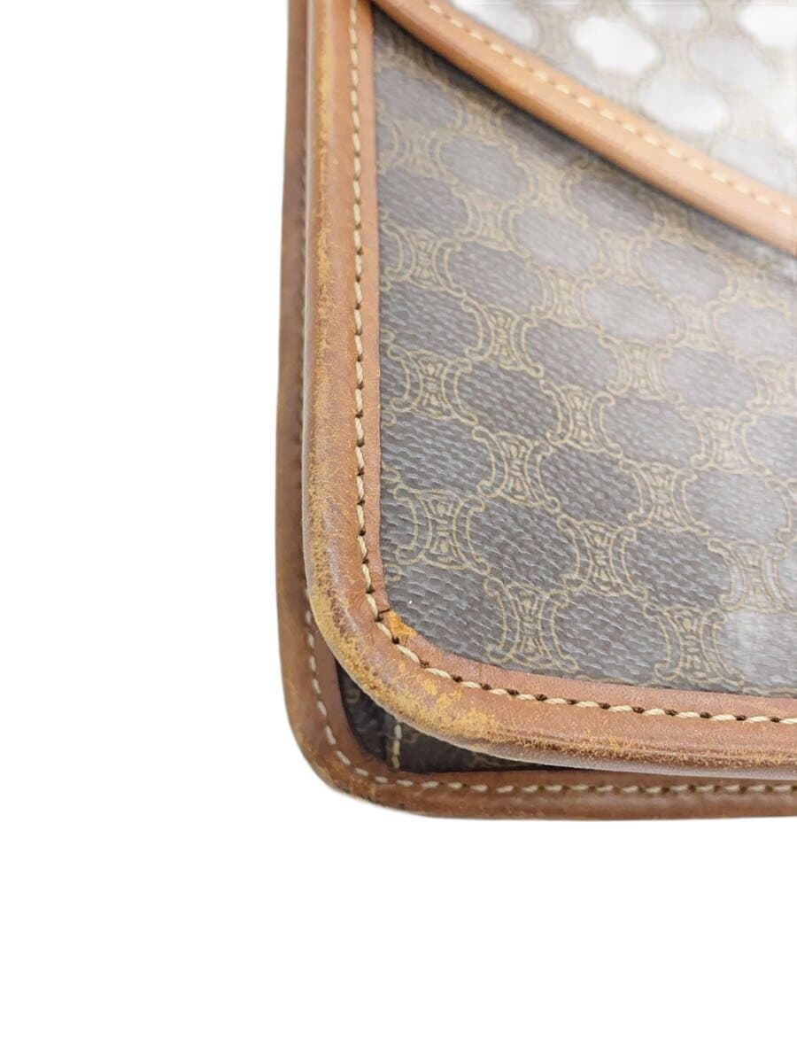 CELINE Macadam Shoulder Bag Leather BRW All Over Pattern 9