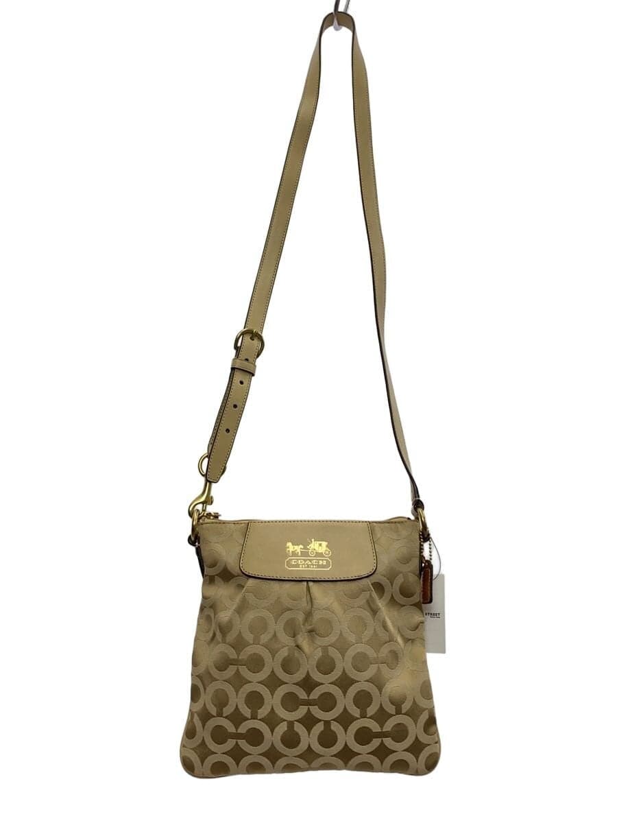 COACH Shoulder Bag_Op Art Canvas BEG All Over Pattern