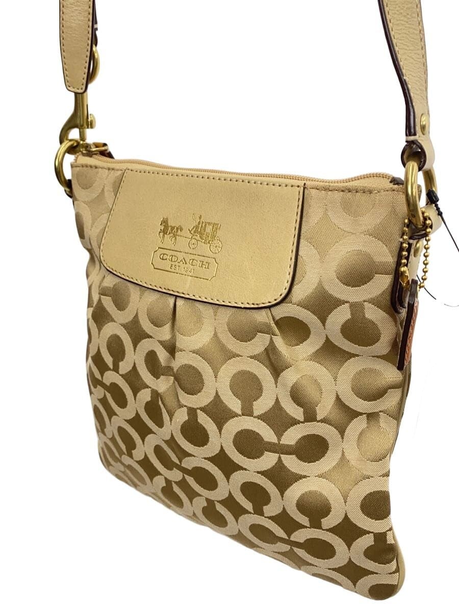 COACH Shoulder Bag_Op Art Canvas BEG All Over Pattern 2