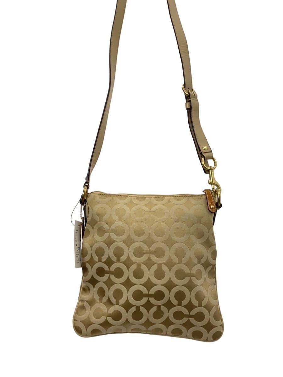COACH Shoulder Bag_Op Art Canvas BEG All Over Pattern 3