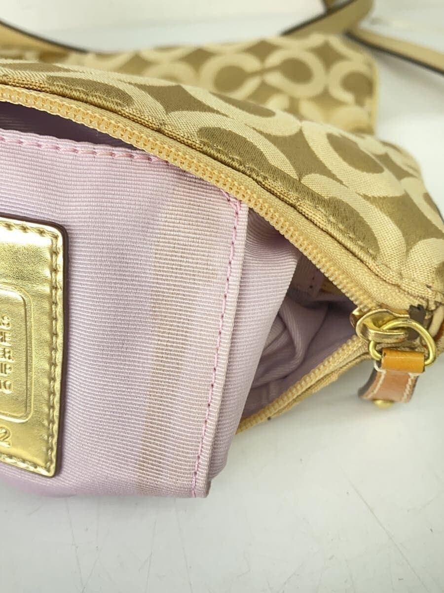 COACH Shoulder Bag_Op Art Canvas BEG All Over Pattern 7