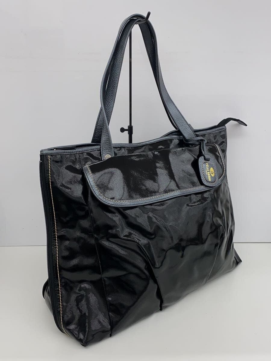 PELLE BORSA Tote Bag Patent Leather BLK 2