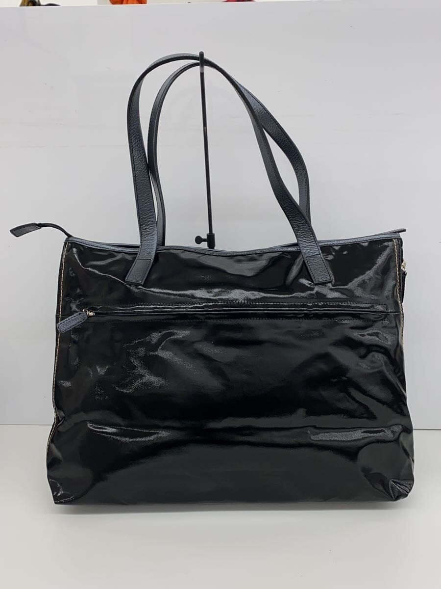 PELLE BORSA Tote Bag Patent Leather BLK 3