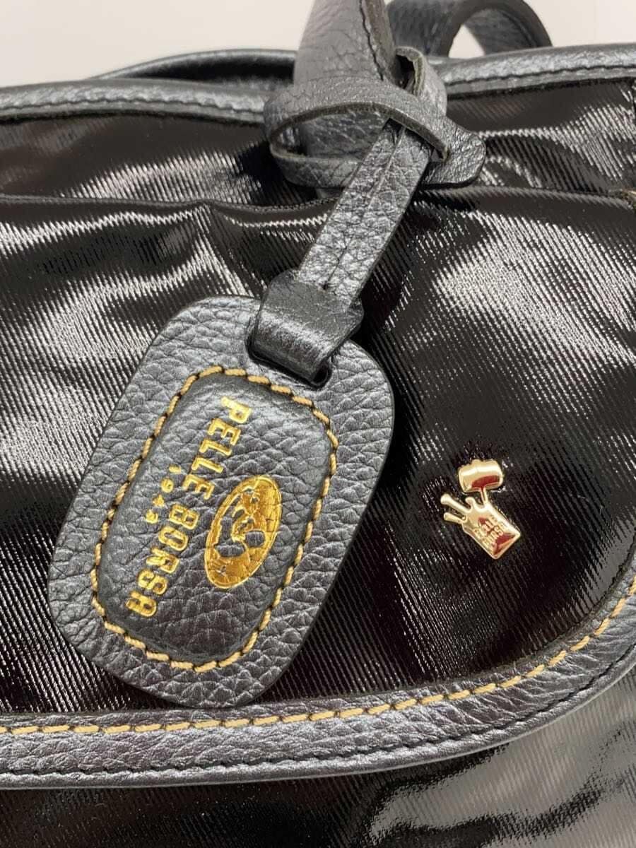 PELLE BORSA Tote Bag Patent Leather BLK 5