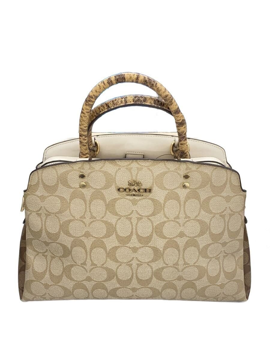 COACH Lily Carryall Signature Canvas 2-Way Handbag PVC BEG All Over Pattern