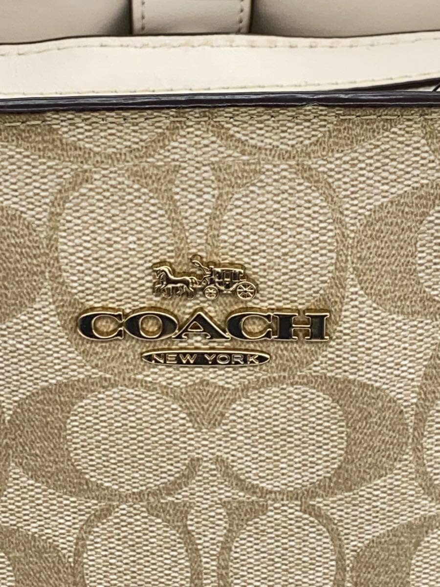 COACH Lily Carryall Signature Canvas 2-Way Handbag PVC BEG All Over Pattern 5