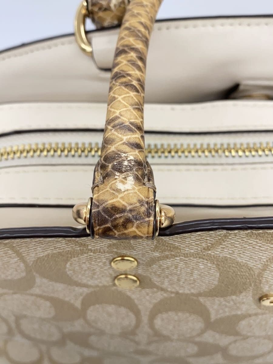 COACH Lily Carryall Signature Canvas 2-Way Handbag PVC BEG All Over Pattern 8