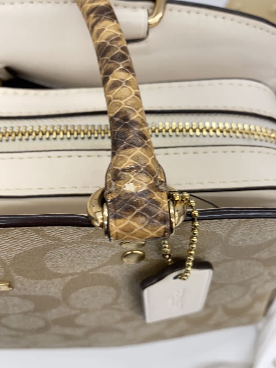 COACH Lily Carryall Signature Canvas 2-Way Handbag PVC BEG All Over Pattern 9