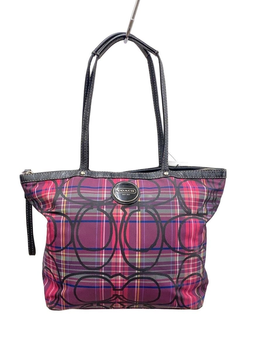COACH Signature Pattern Tote Bag Nylon PUP All Over Pattern F15229