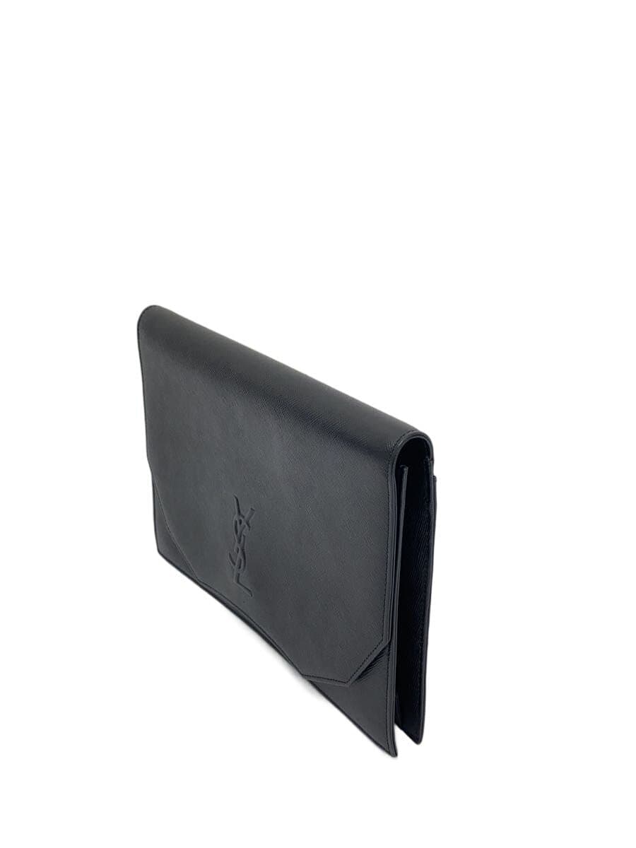 YVES SAINT LAURENT clutch bag leather black plain 2