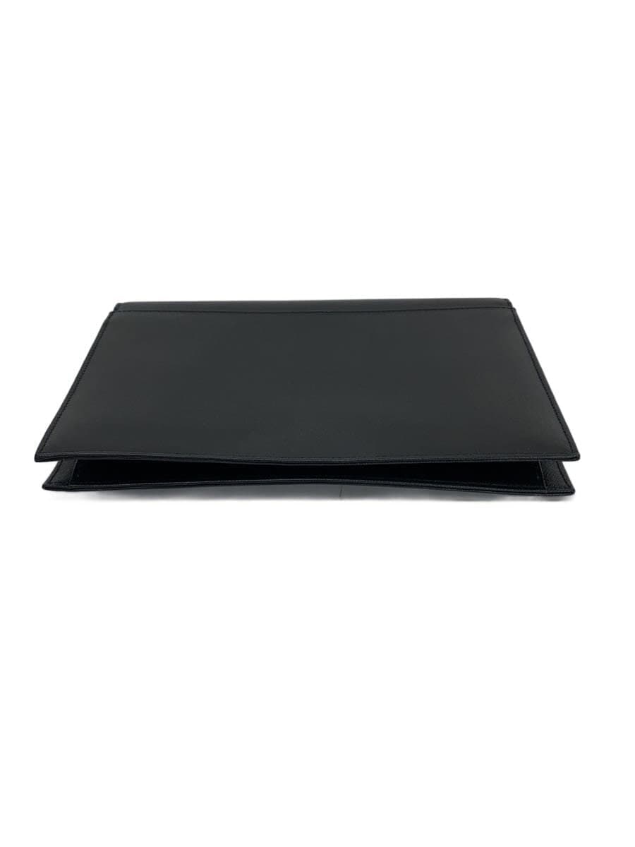 YVES SAINT LAURENT clutch bag leather black plain 4