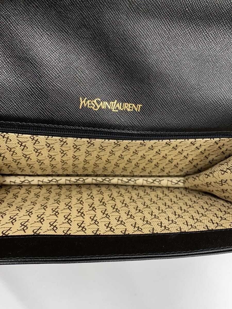 YVES SAINT LAURENT clutch bag leather black plain 6