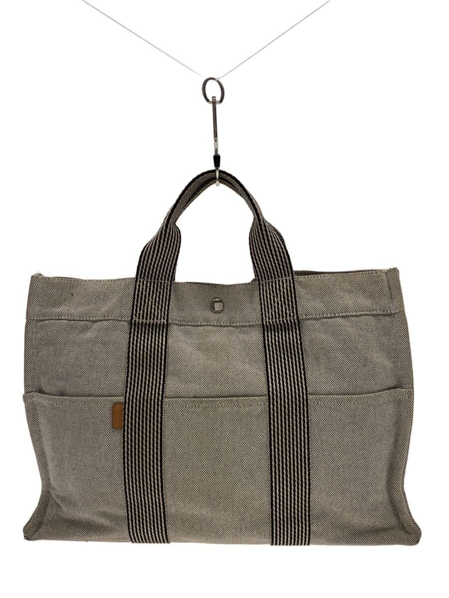 HERMES Tote Bag Canvas GRY