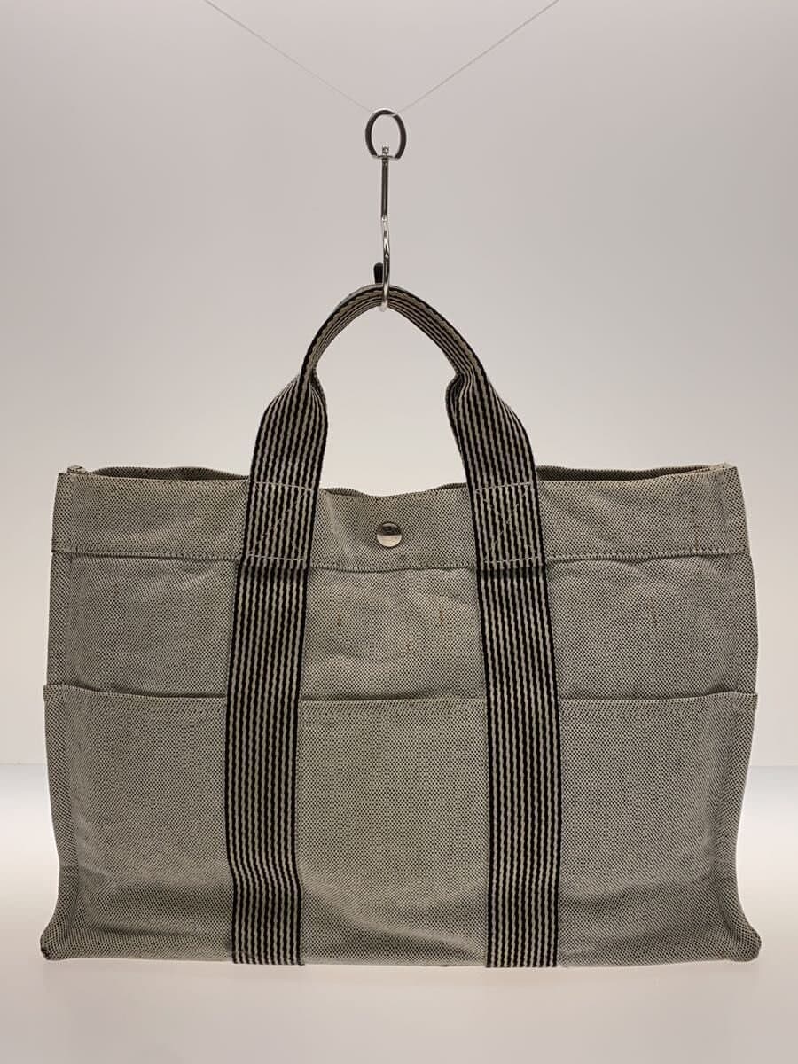 HERMES Tote Bag Canvas GRY 3