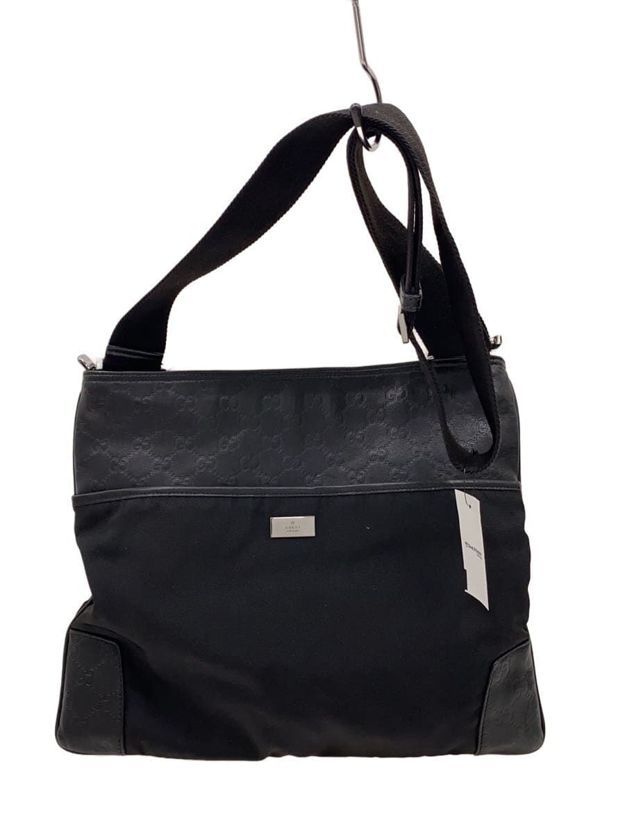 GUCCI shoulder bag leather black plain 161322