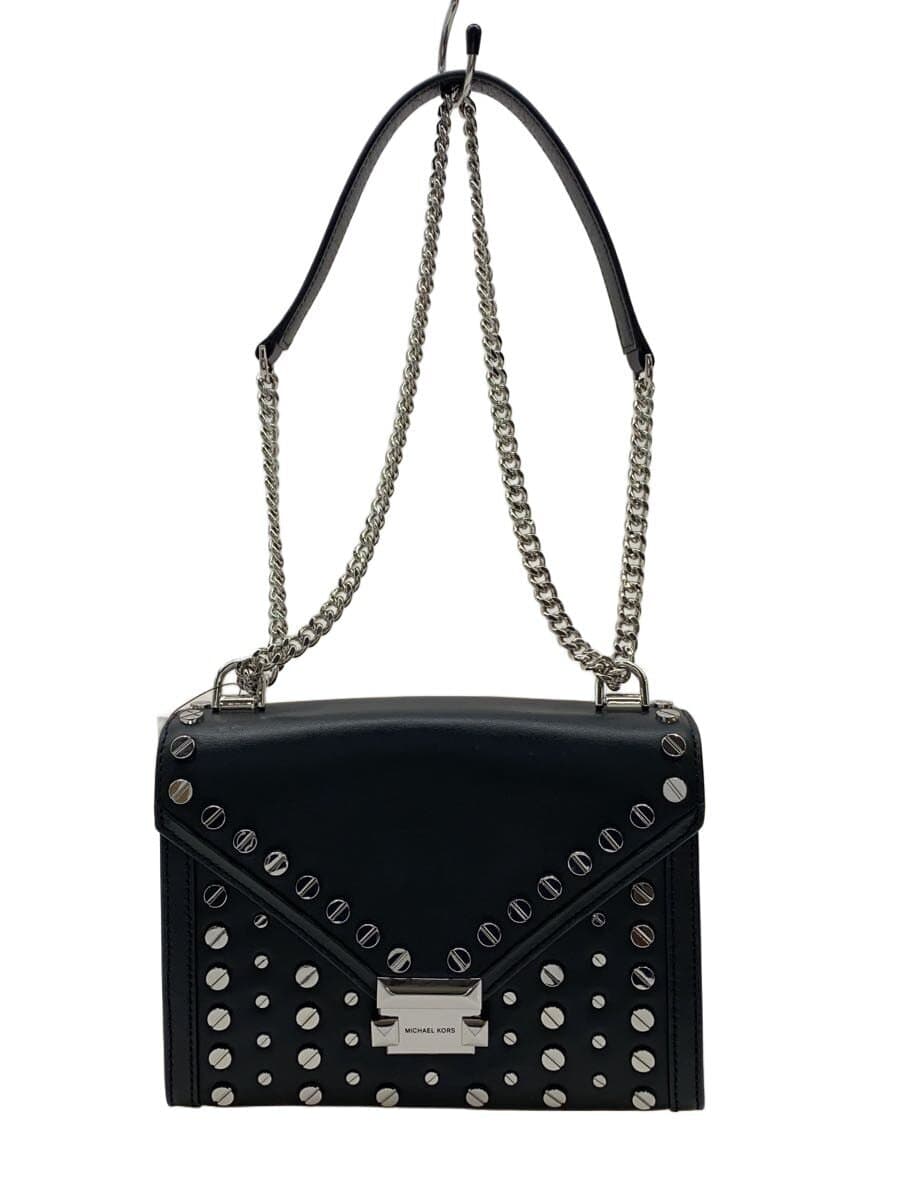 MICHAEL KORS Chain Shoulder Bag Studs Leather Black 30T9SWHL9L