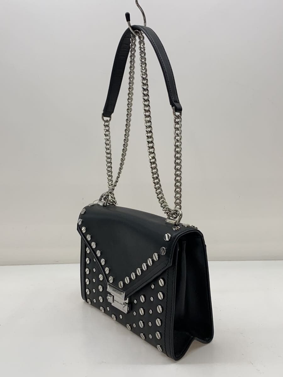 MICHAEL KORS Chain Shoulder Bag Studs Leather Black 30T9SWHL9L 2