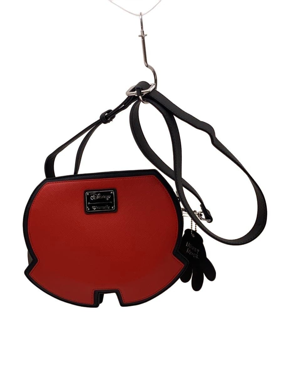 DisneyLOUNGEFLY MICKEY MOUSE Shoulder Bag Leather RED Solid Color
