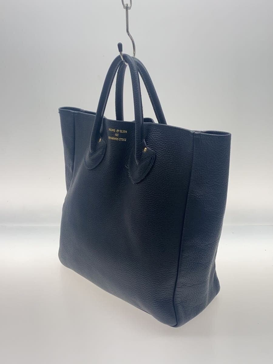 YOUNG & OLSEN Tote Bag Leather NVY Solid Color 2