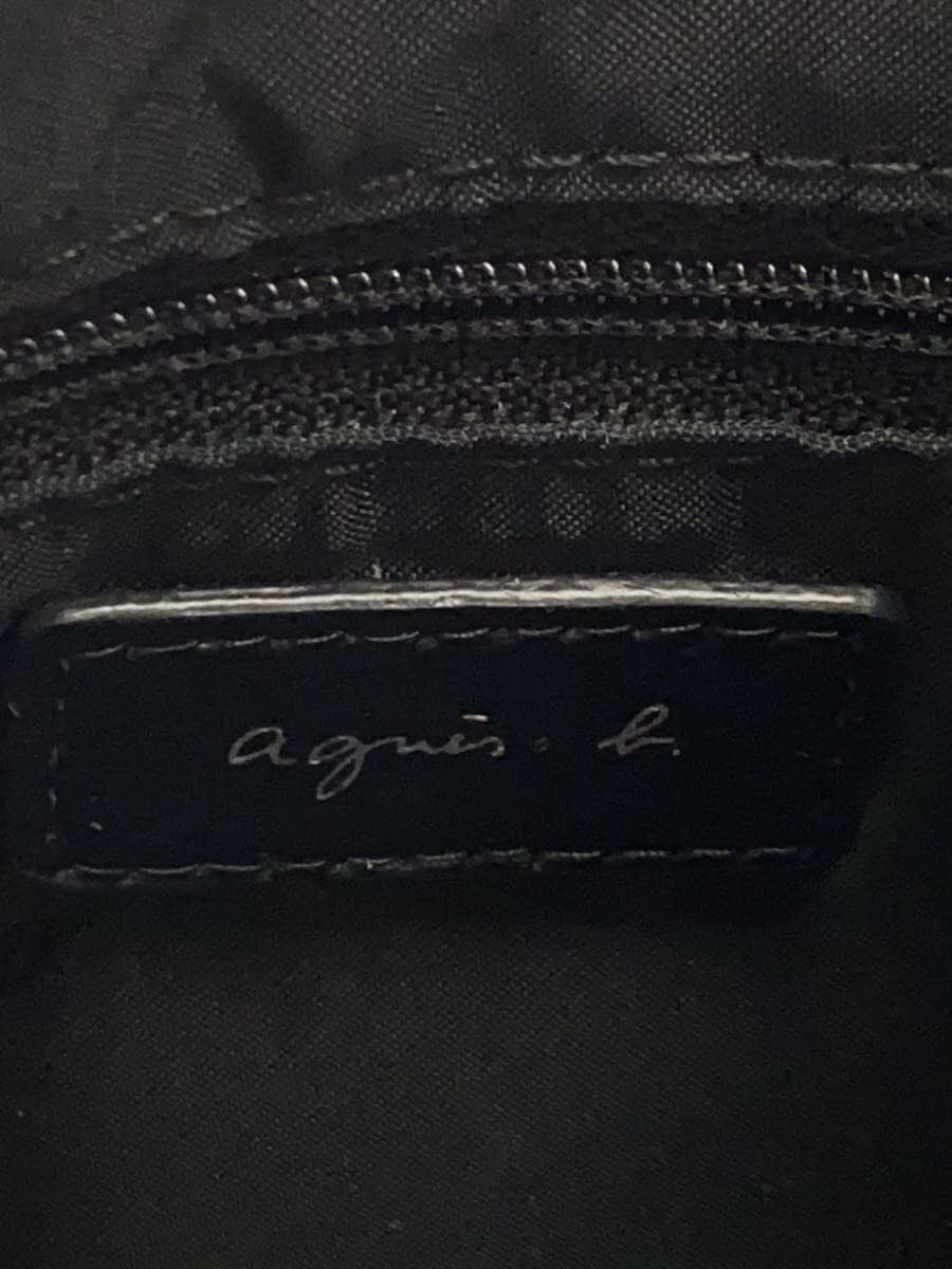 agnes b. Handbag Leather BLK 5