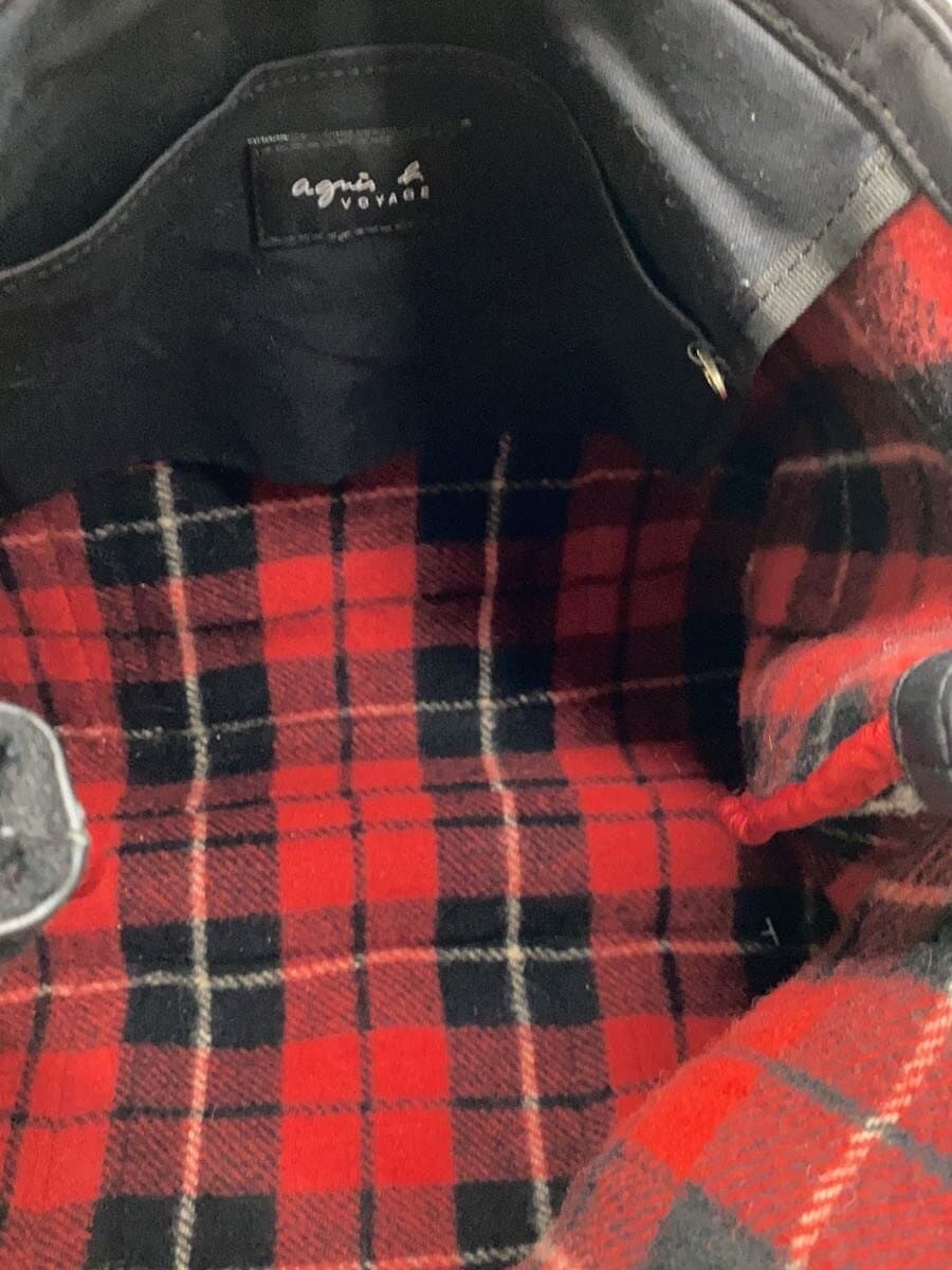 agnes b. Tote Bag Wool BLK Check 6
