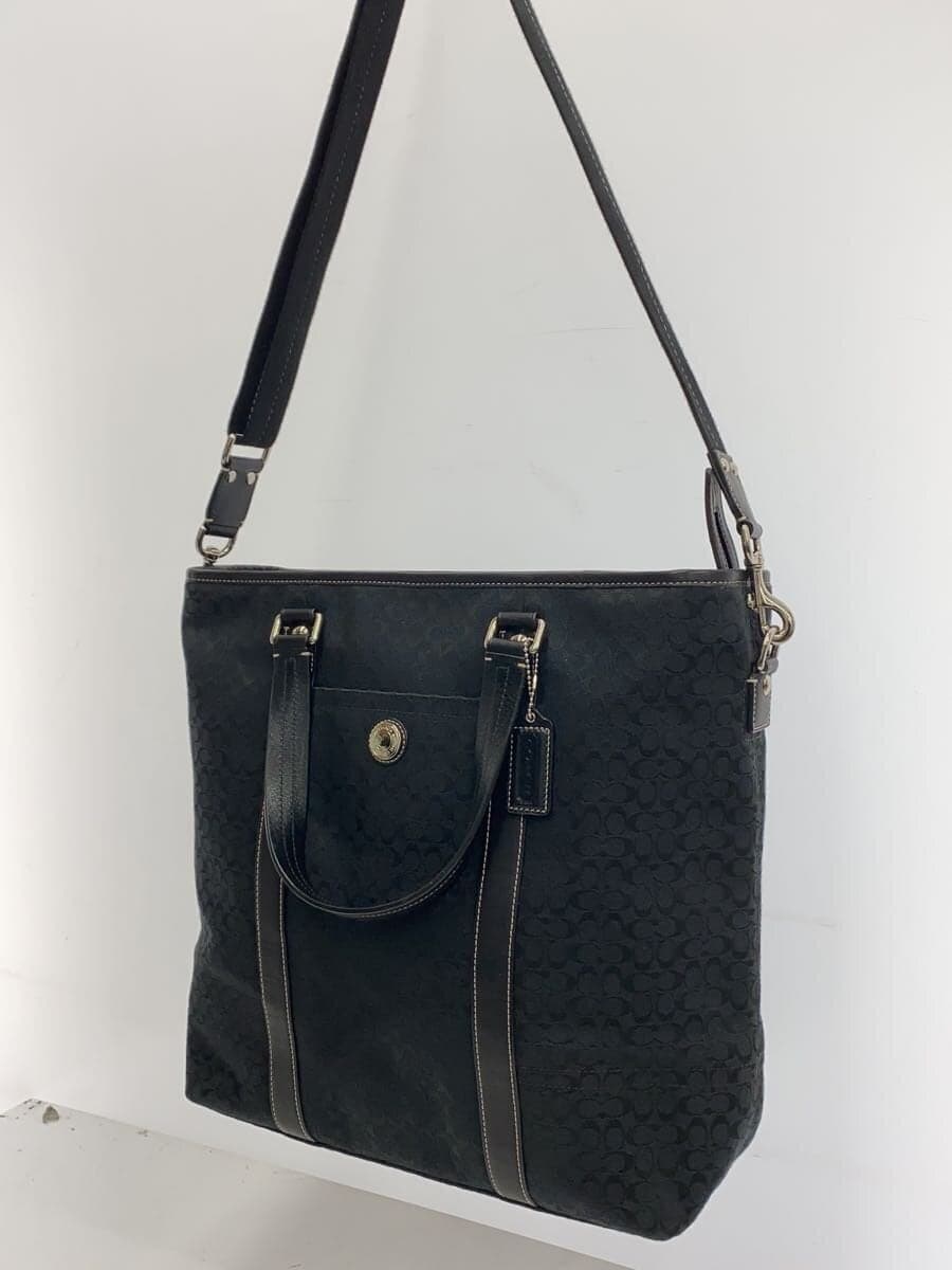 COACH tote bag canvas BLK all-over pattern F77116 2