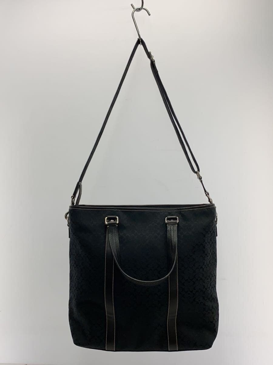 COACH tote bag canvas BLK all-over pattern F77116 3