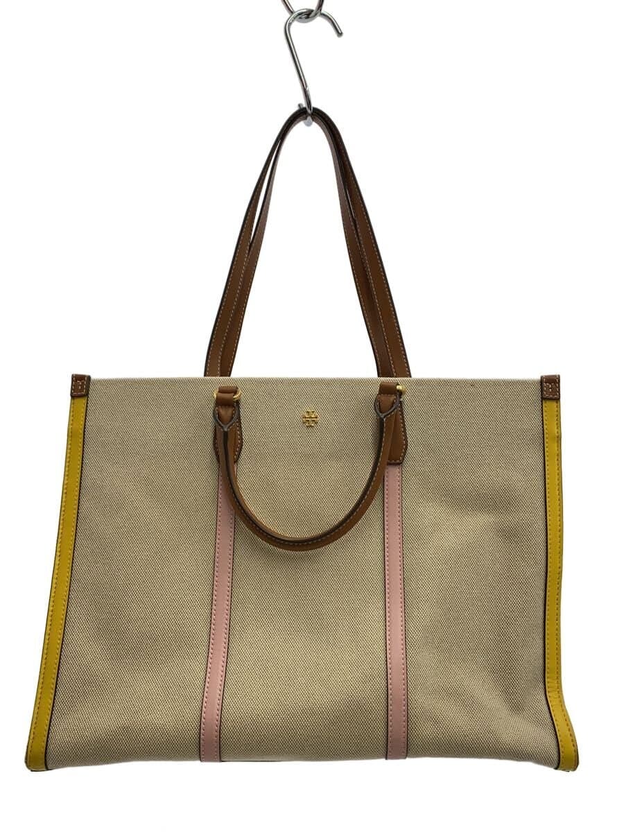 TORY BURCH Tote Bag Canvas BEG Solid