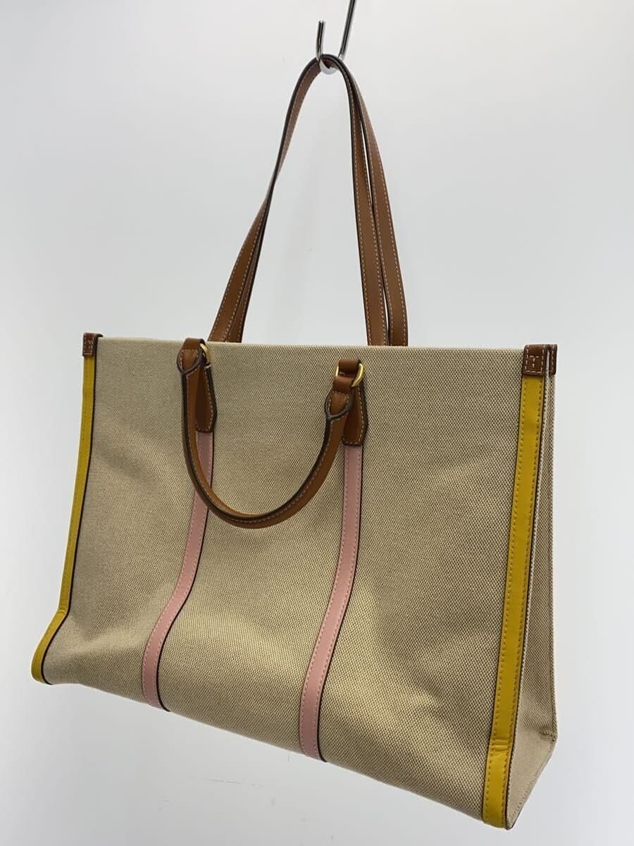 TORY BURCH Tote Bag Canvas BEG Solid 2