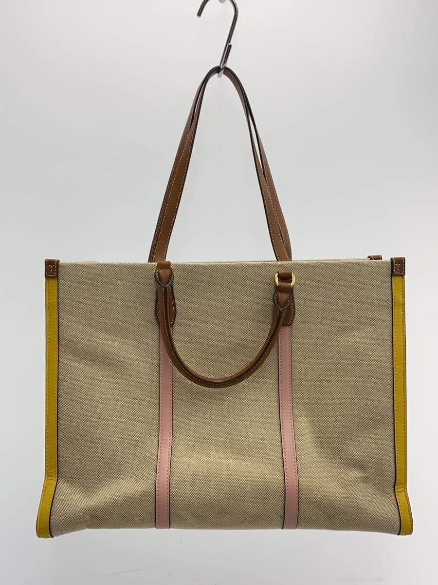 TORY BURCH Tote Bag Canvas BEG Solid 3