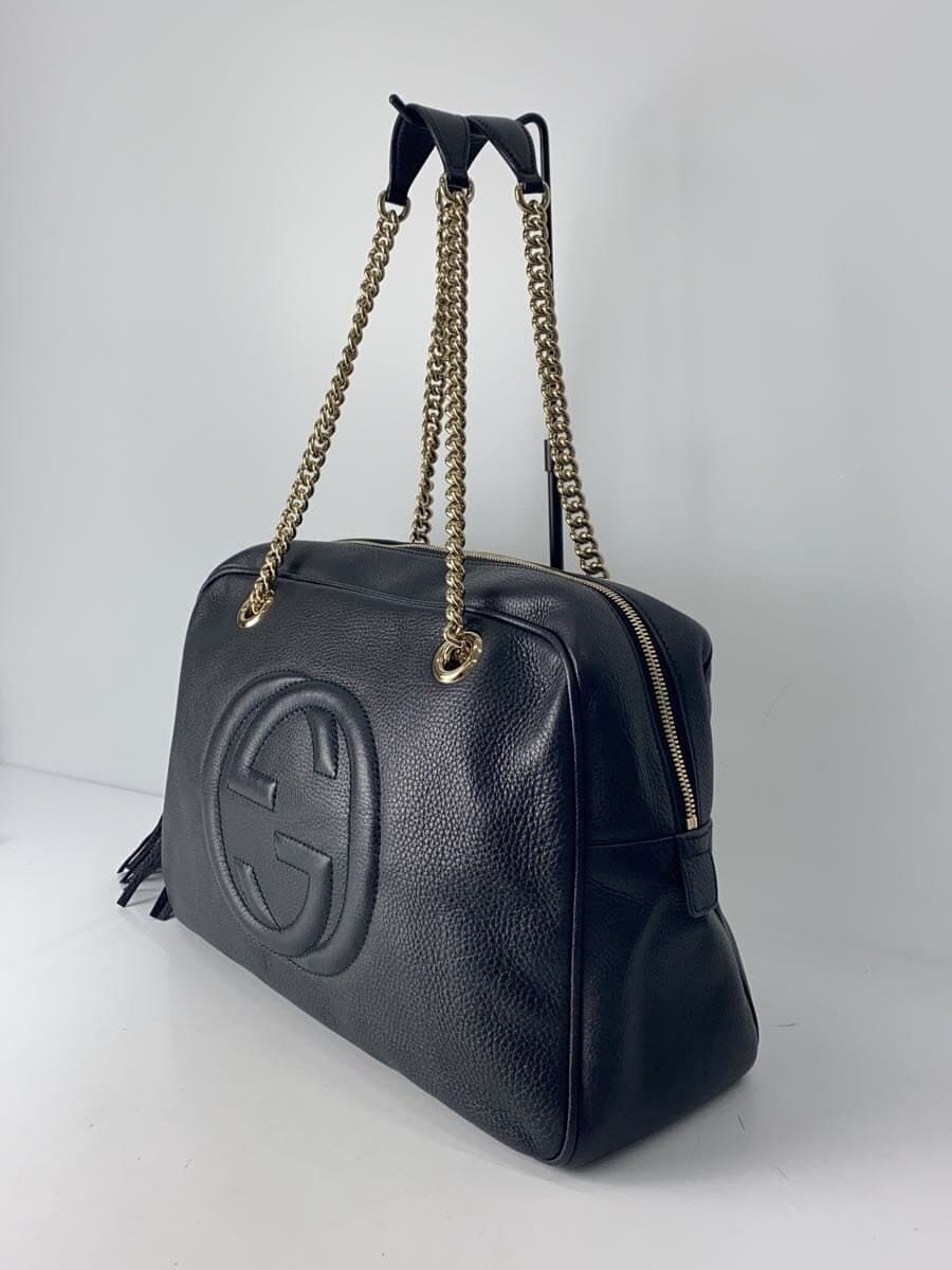 GUCCI Chain Shoulder Bag SoHo Leather BLK Solid 2