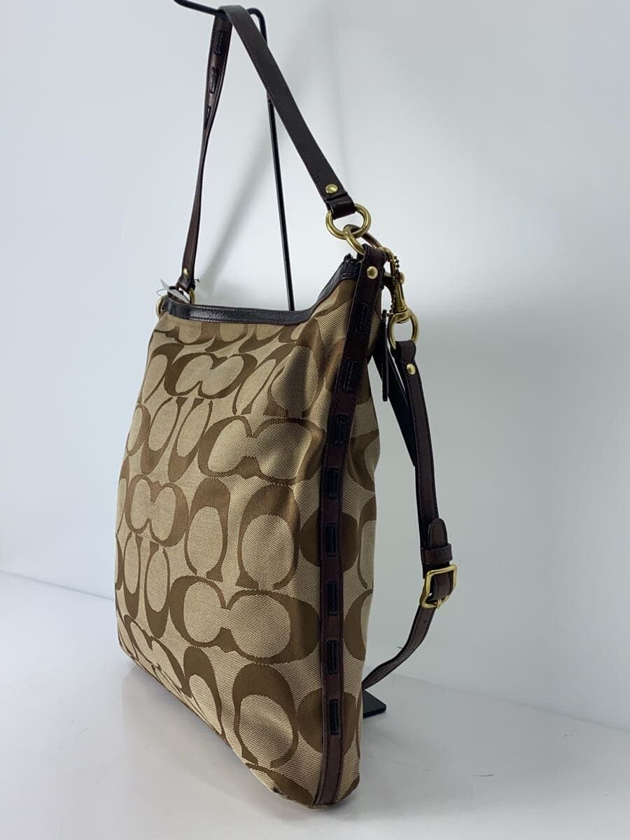COACH Striped Large Shoulder Bag_Signature_Beige -- BRW All-Over Print F13007 2