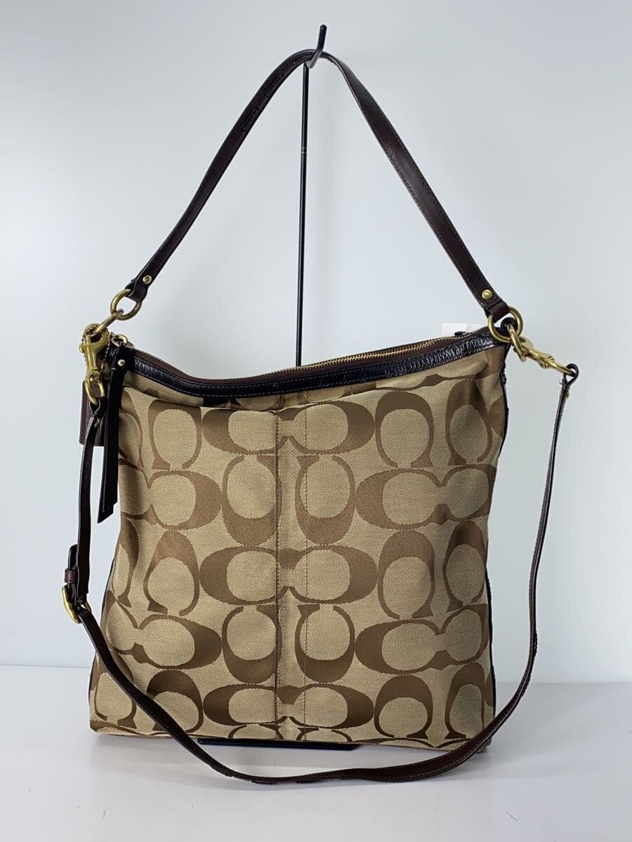 COACH Striped Large Shoulder Bag_Signature_Beige -- BRW All-Over Print F13007 3