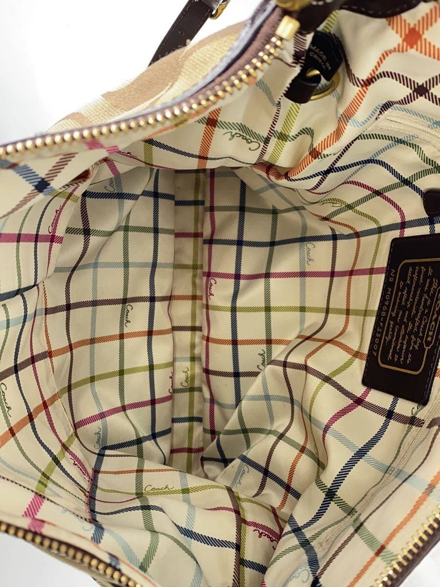 COACH Striped Large Shoulder Bag_Signature_Beige -- BRW All-Over Print F13007 6