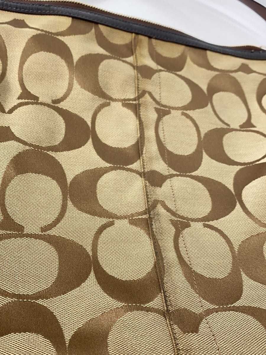 COACH Striped Large Shoulder Bag_Signature_Beige -- BRW All-Over Print F13007 8