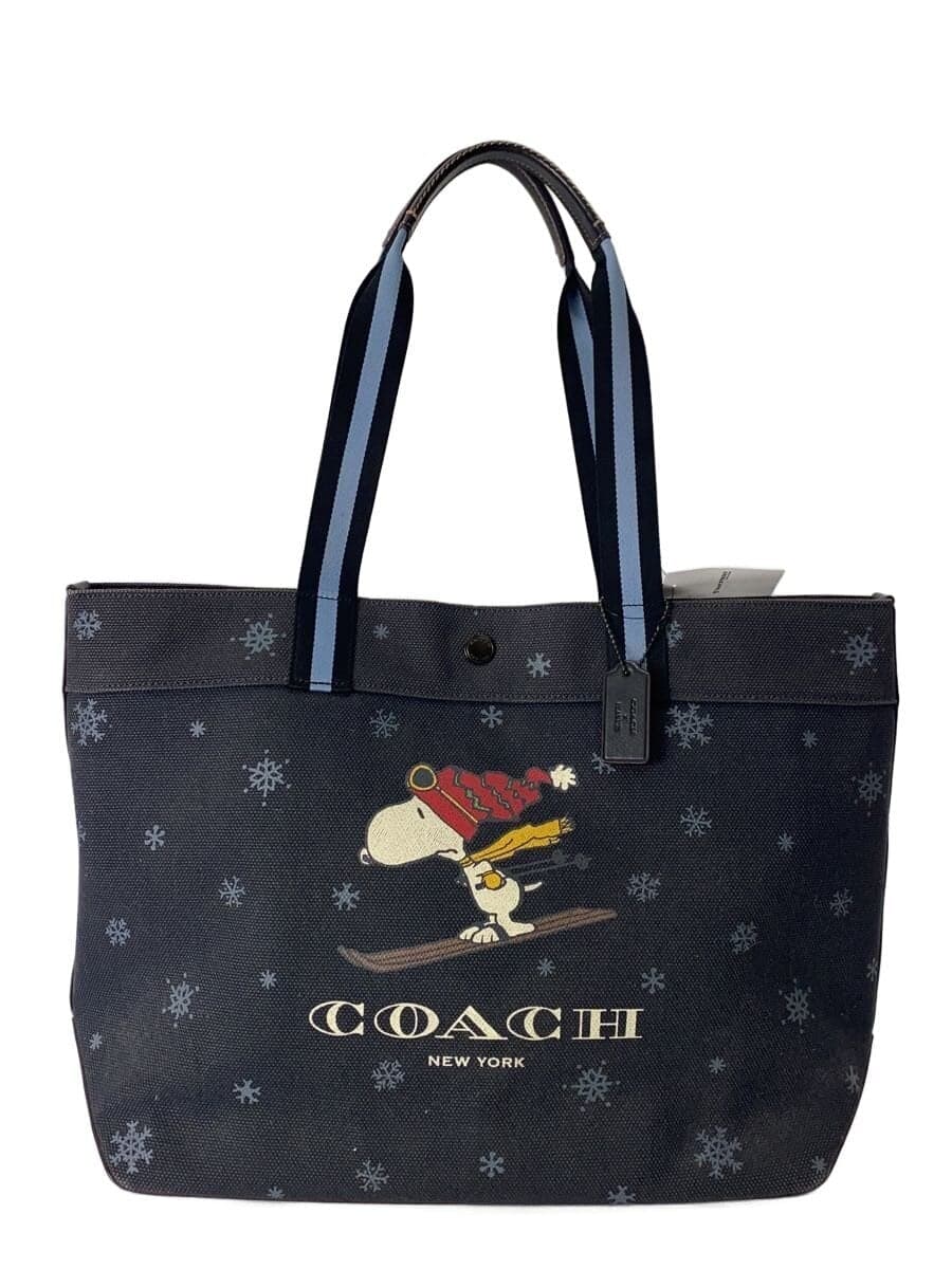 COACH Tote 38_Snoopy Ski Motif Canvas Navy CE632