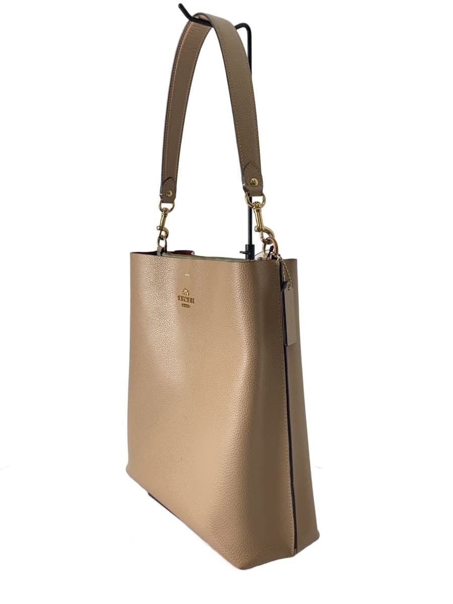 COACH bag leather BEG CA214 2