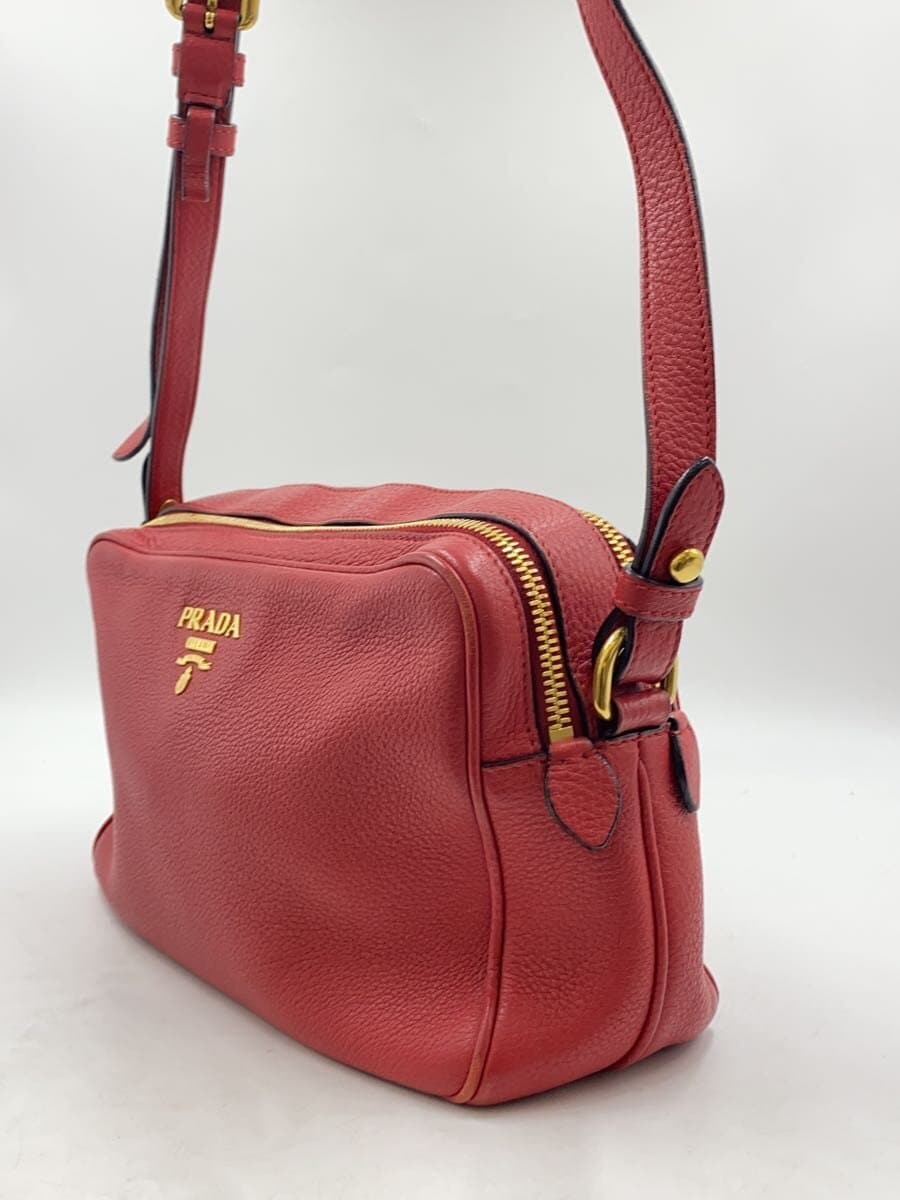 PRADA Shoulder Bag Leather RED Solid 1BH079 2