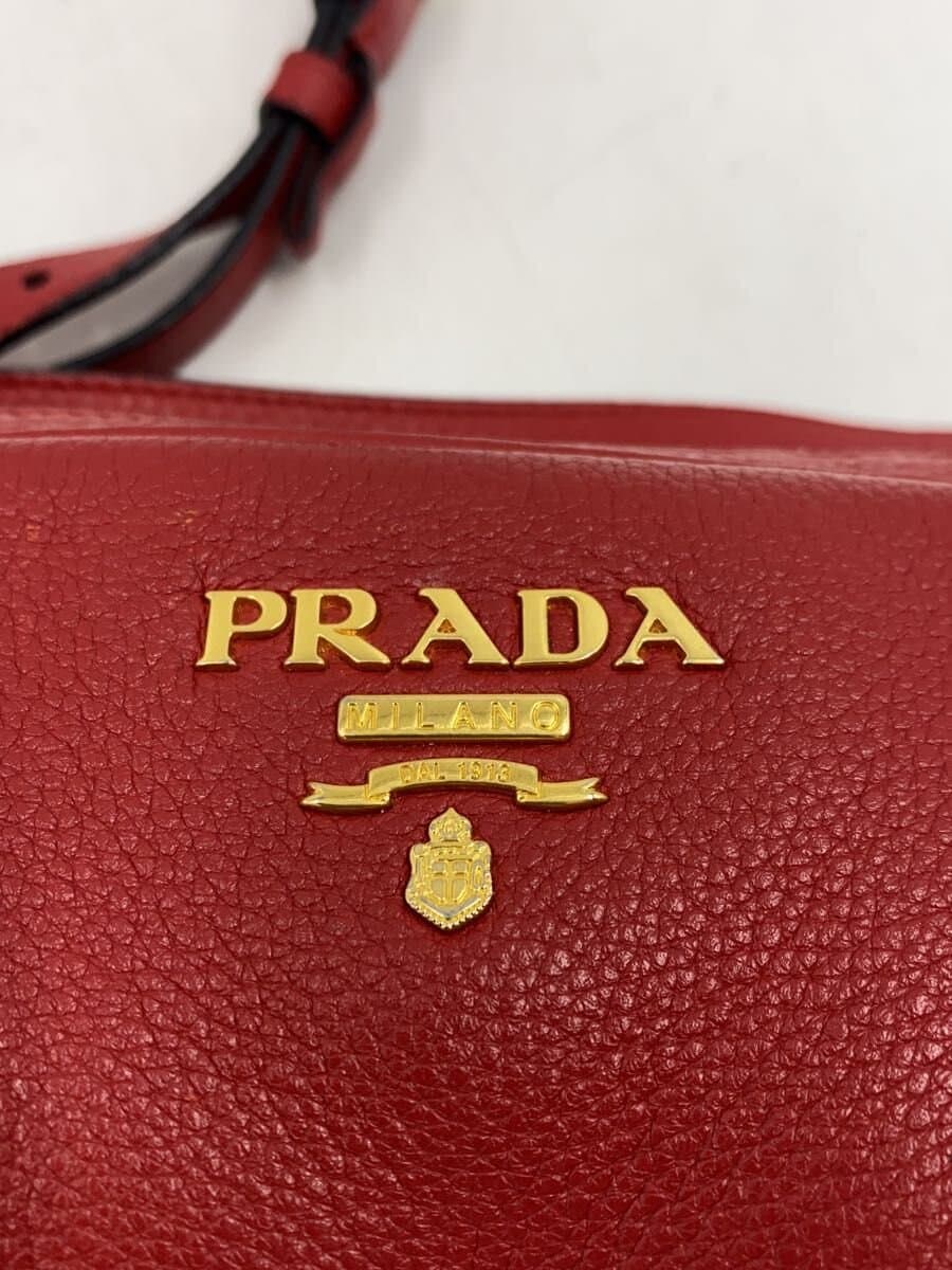 PRADA Shoulder Bag Leather RED Solid 1BH079 5