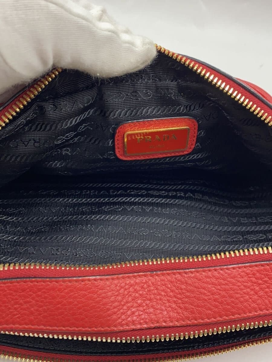 PRADA Shoulder Bag Leather RED Solid 1BH079 6