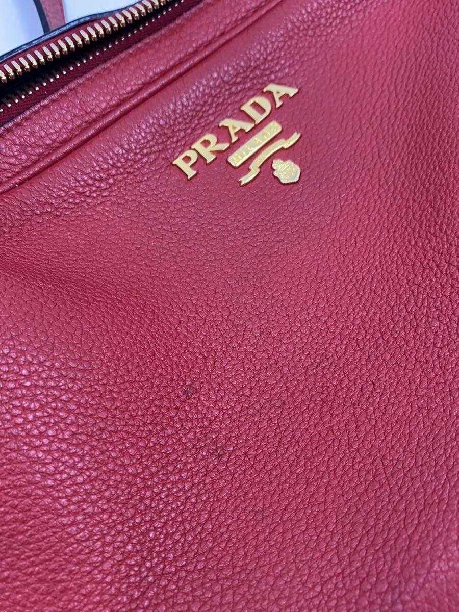 PRADA Shoulder Bag Leather RED Solid 1BH079 9
