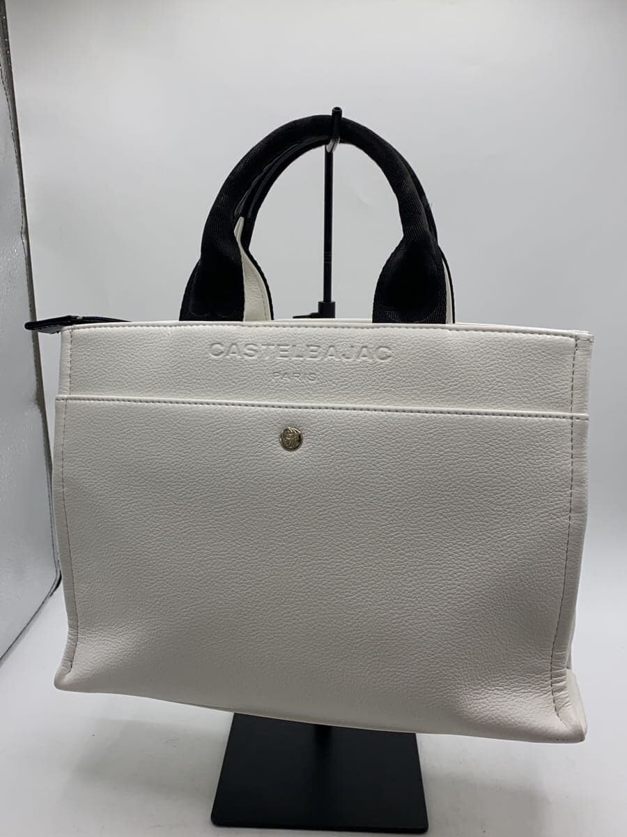 CASTELBAJAC Tote Bag Faux Leather WHT Solid 45711 3