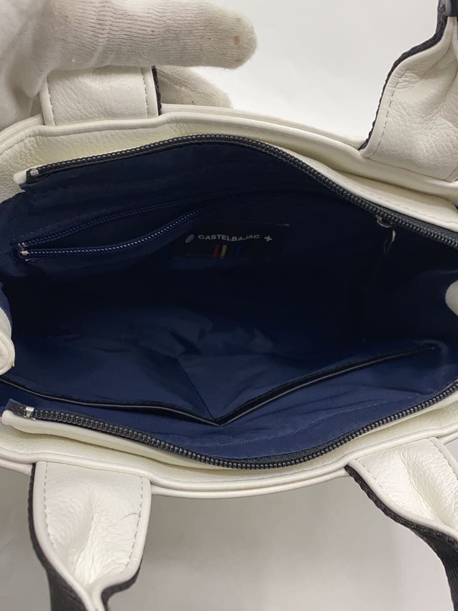 CASTELBAJAC Tote Bag Faux Leather WHT Solid 45711 6