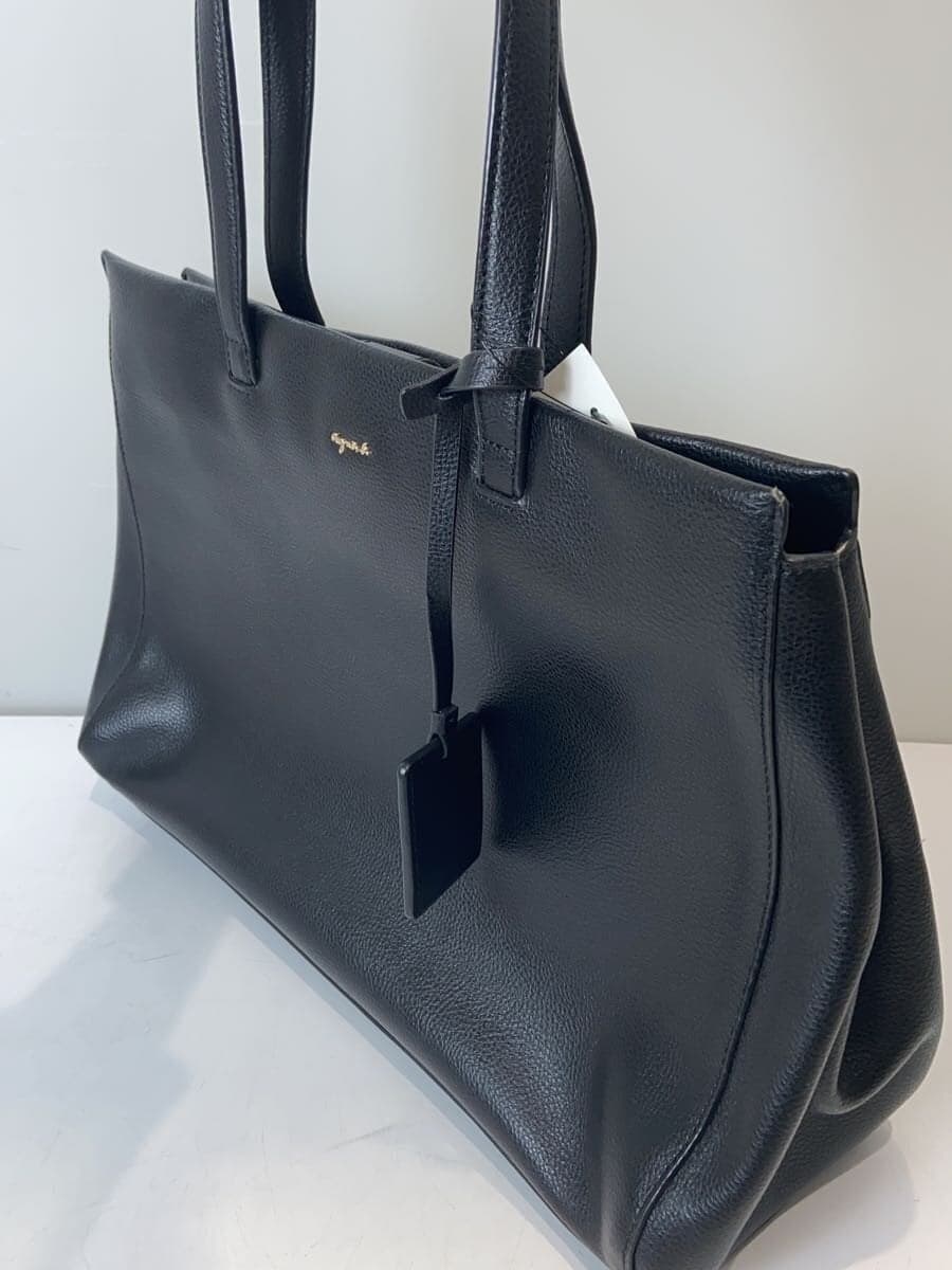 agnes b VOYAGE Tote Bag Leather Black Solid IS11-02 2