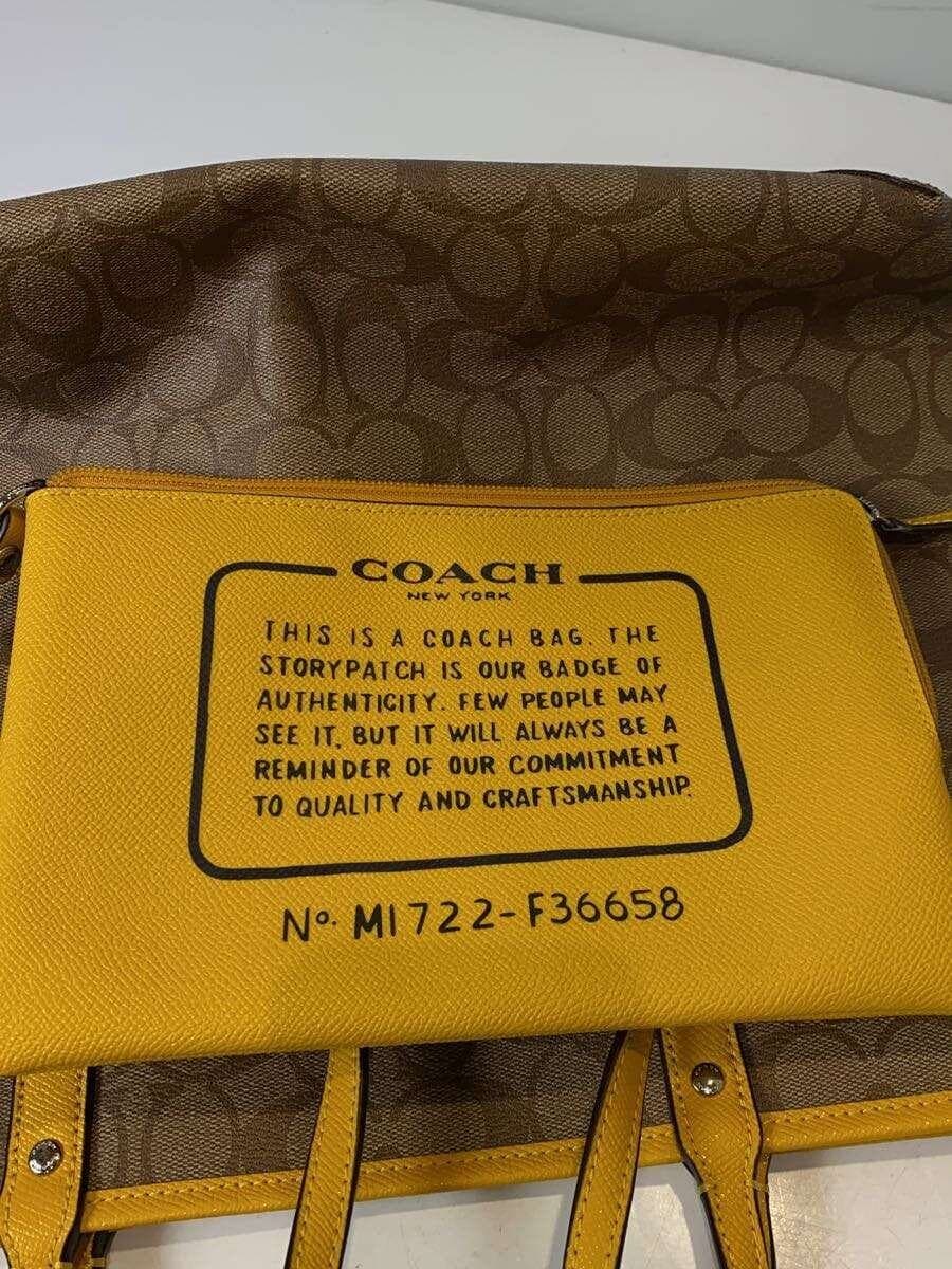 COACH Reversible Tote Bag Signature YLW All-over pattern F36658 7