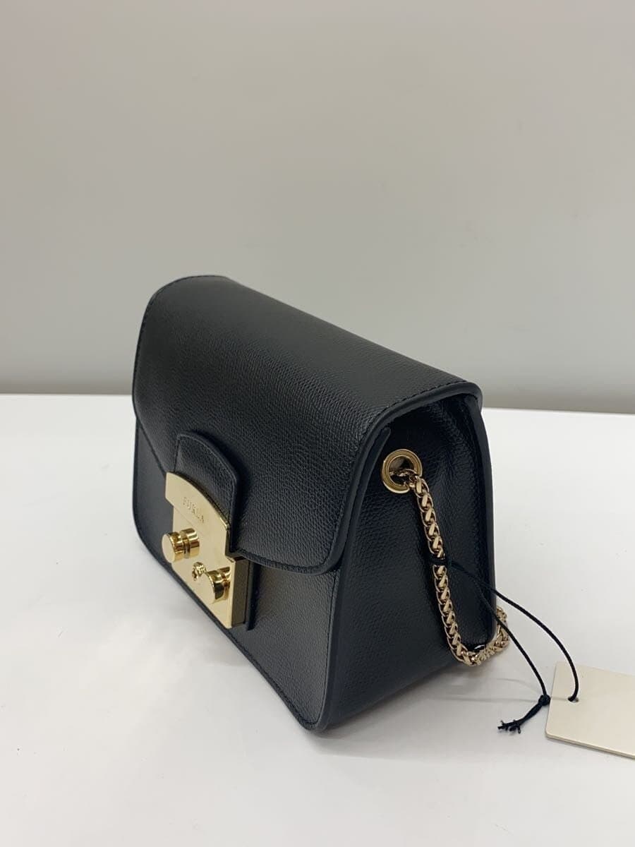 FURLA Shoulder Bag Leather BLK 272499 Metro Police 2