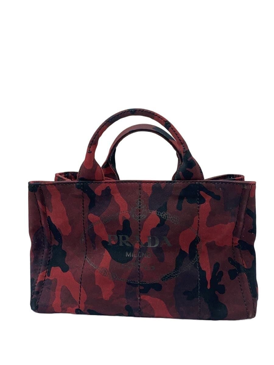 PRADA Tote Bag Canvas RED Camouflage